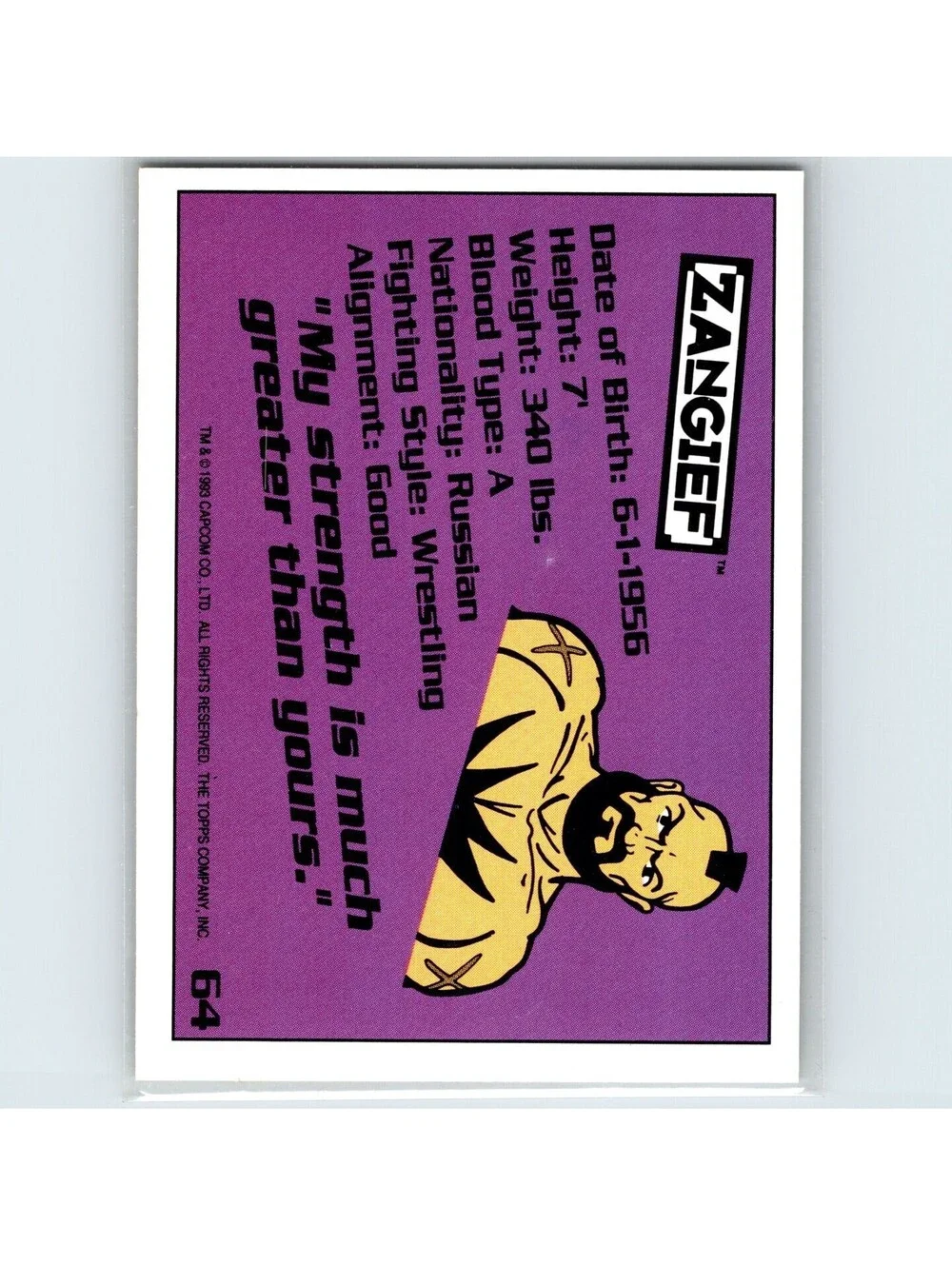 1993 Topps Street Fighter II Zangief #64